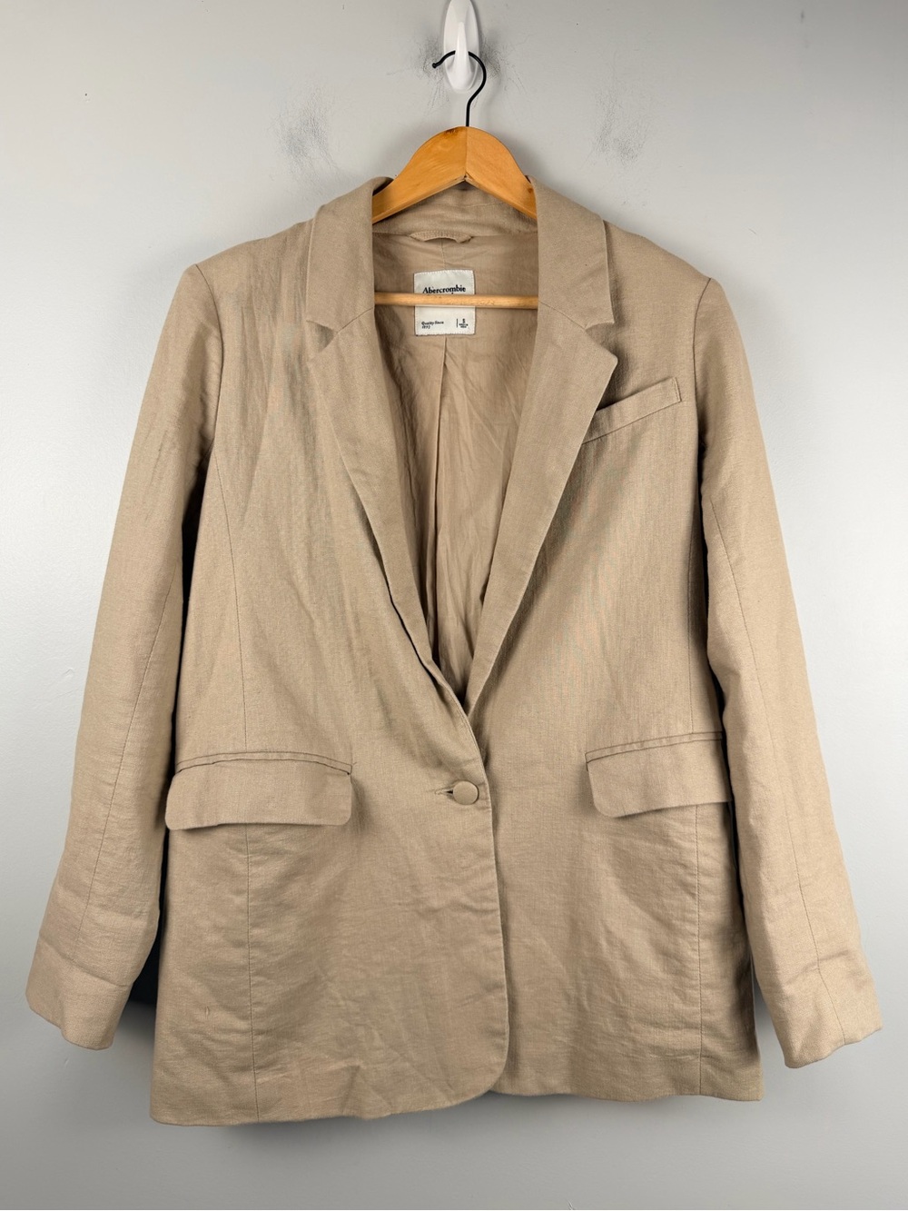 Abercrombie & Fitch Tan Single-Breasted Linen cotton Blazer Jacket size small